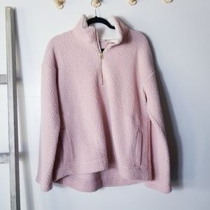 OLD NAVY LIGHT PINK SHERPA PULLOVER WITH POCKETS SIZE LARGE